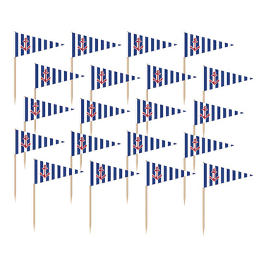 Anchors Aweigh Picks With Paper Flags 36pcs Party Accessories - Party Centre