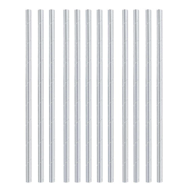 Silver Solid Paper Straws 24pcs Candy Buffet - Party Centre
