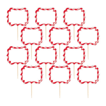 Christmas Label Picks 3.50in, 24pcs Party Accessories - Party Centre