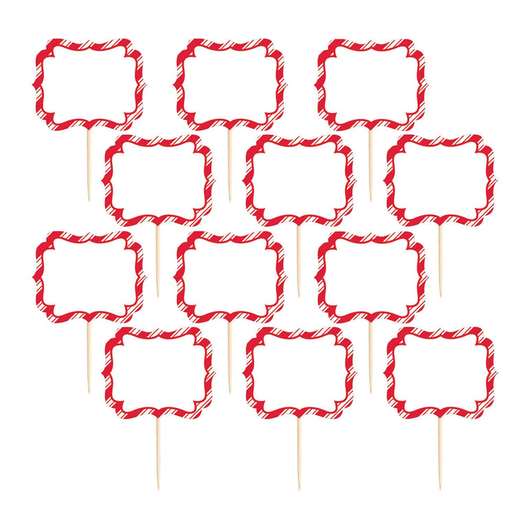 Christmas Label Picks 3.50in, 24pcs Party Accessories - Party Centre