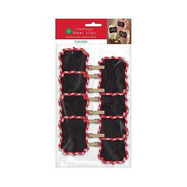 Christmas Chalkboard With Label Clip 8pcs Decorations - Party Centre