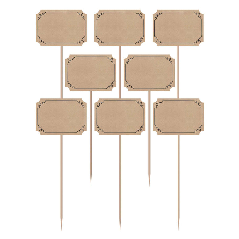 Kraft Paper Large Picks With Wood Pick 12pcs Party Accessories - Party Centre