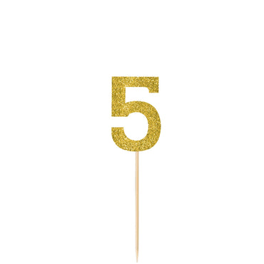 #5 Gold Small Glitter Pick Decorations - Party Centre