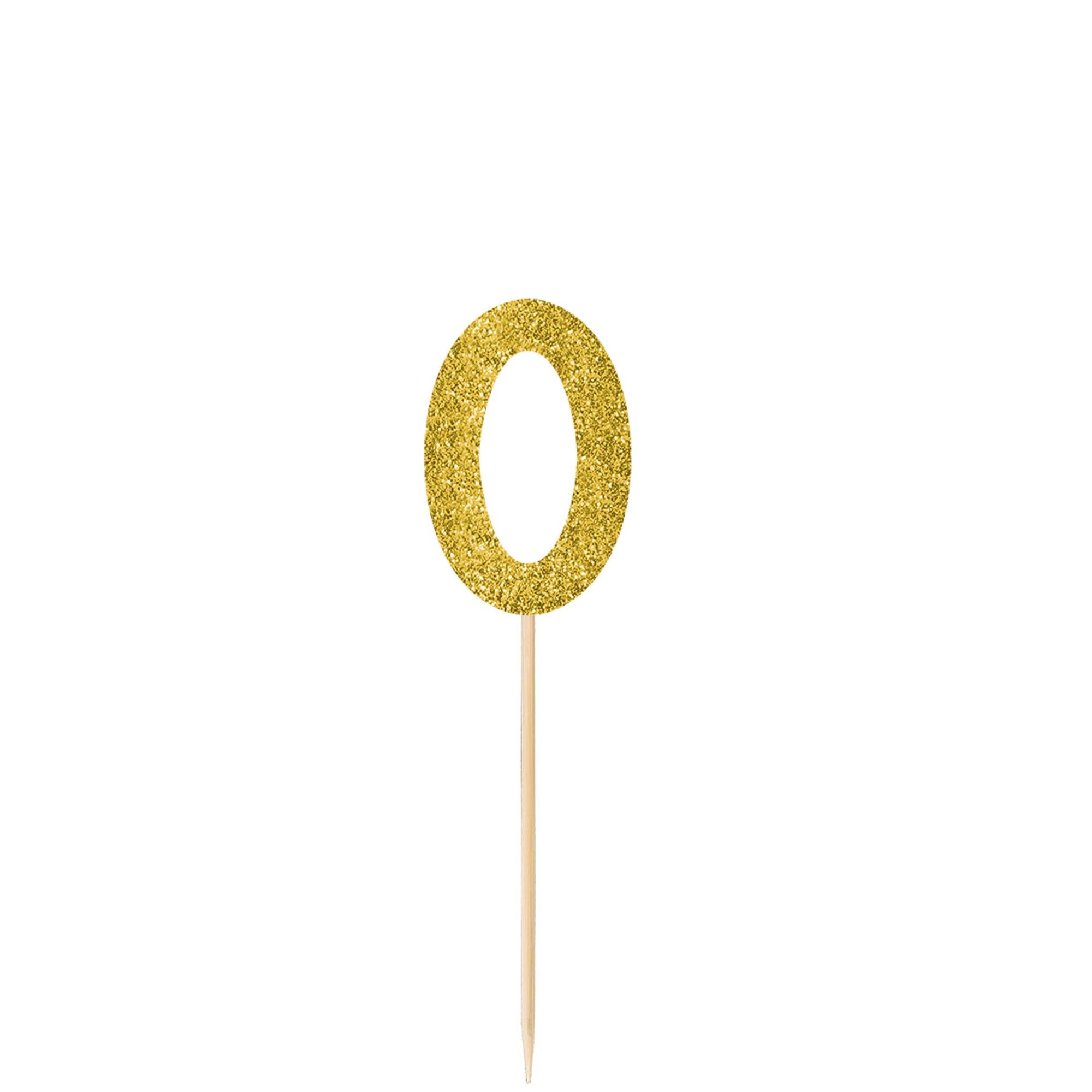 #0 Gold Small Glitter Pick Decorations - Party Centre