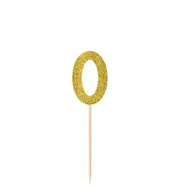 #0 Gold Small Glitter Pick Decorations - Party Centre