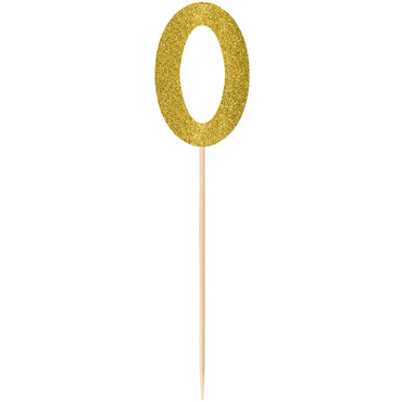 #0 Gold Large Glitter Pick Decorations - Party Centre