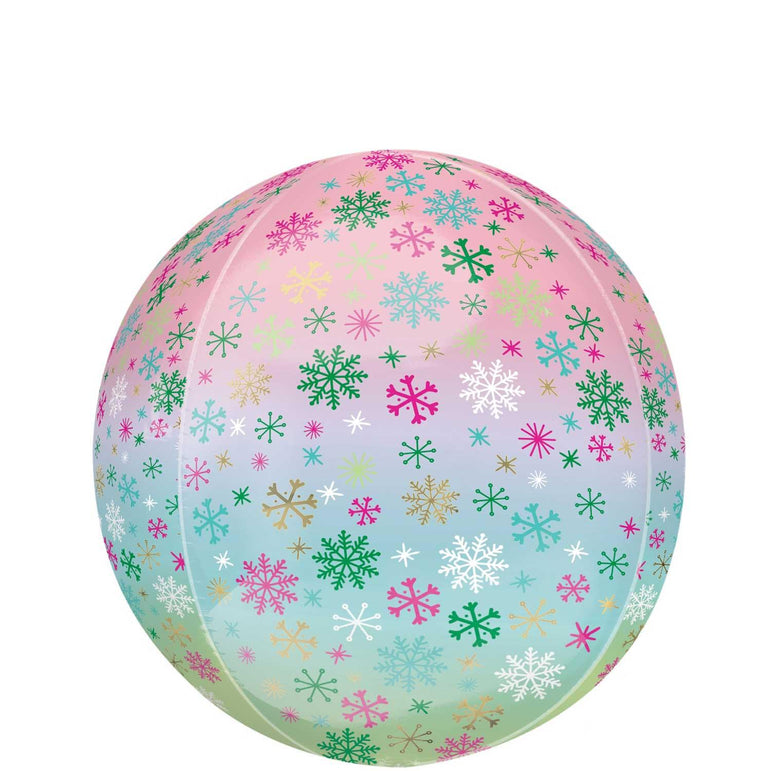 Snowflakes Ombre Orbz Balloon 38x40cm Balloons & Streamers - Party Centre