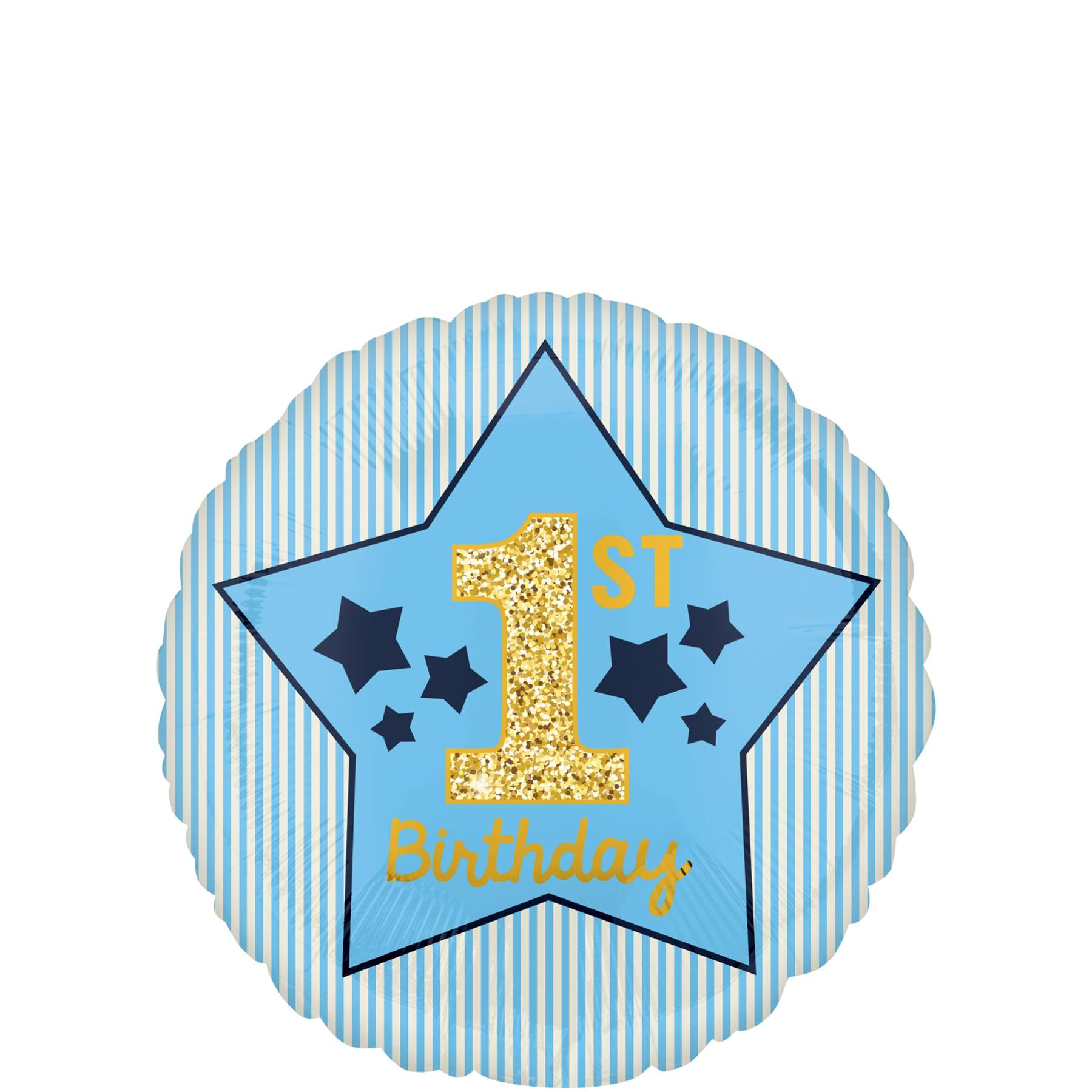 Boy 1st Birthday Blue & Gold Foil Balloon 45cm Balloons & Streamers - Party Centre