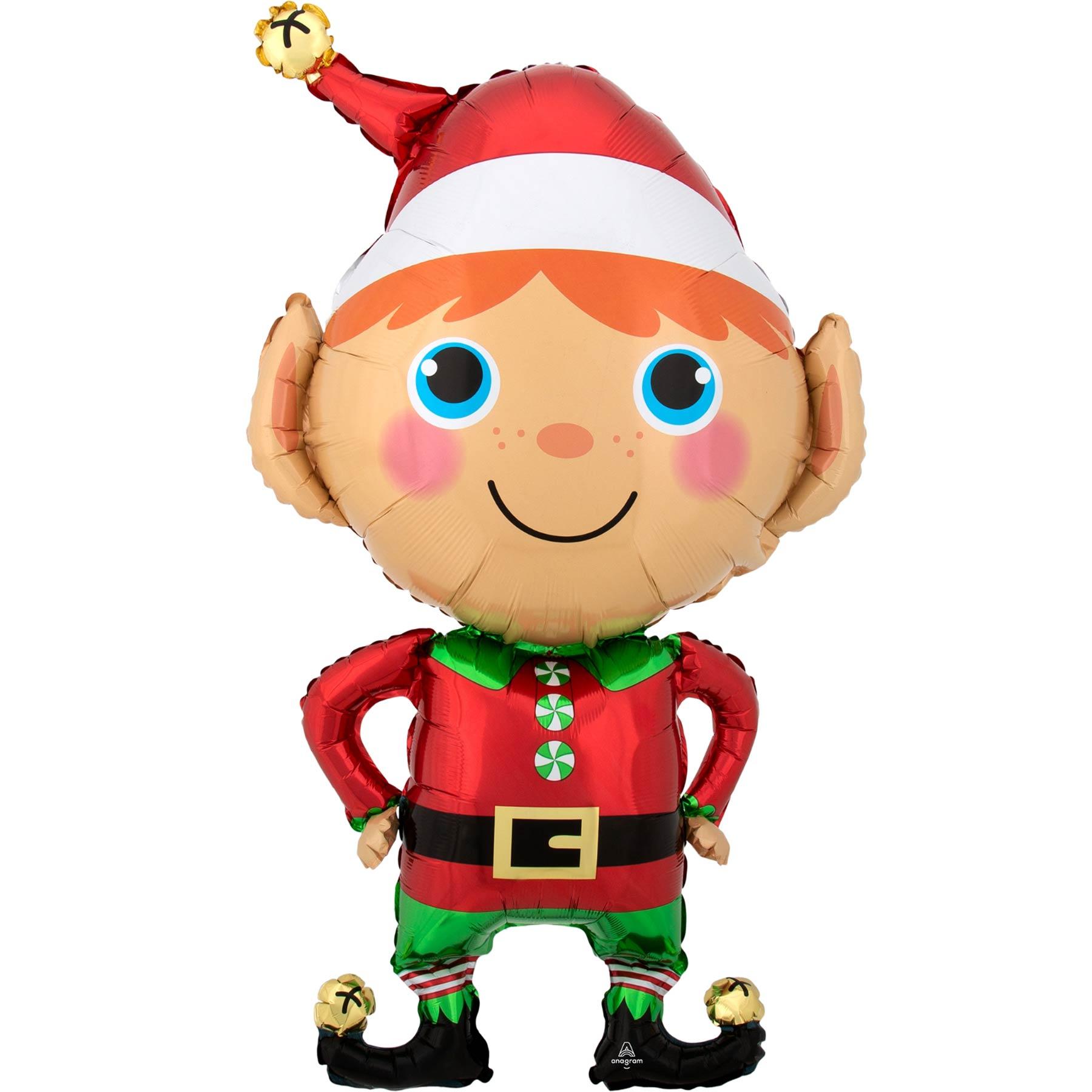 Happy Christmas Elf SuperShape Balloon 55x88cm Balloons & Streamers - Party Centre