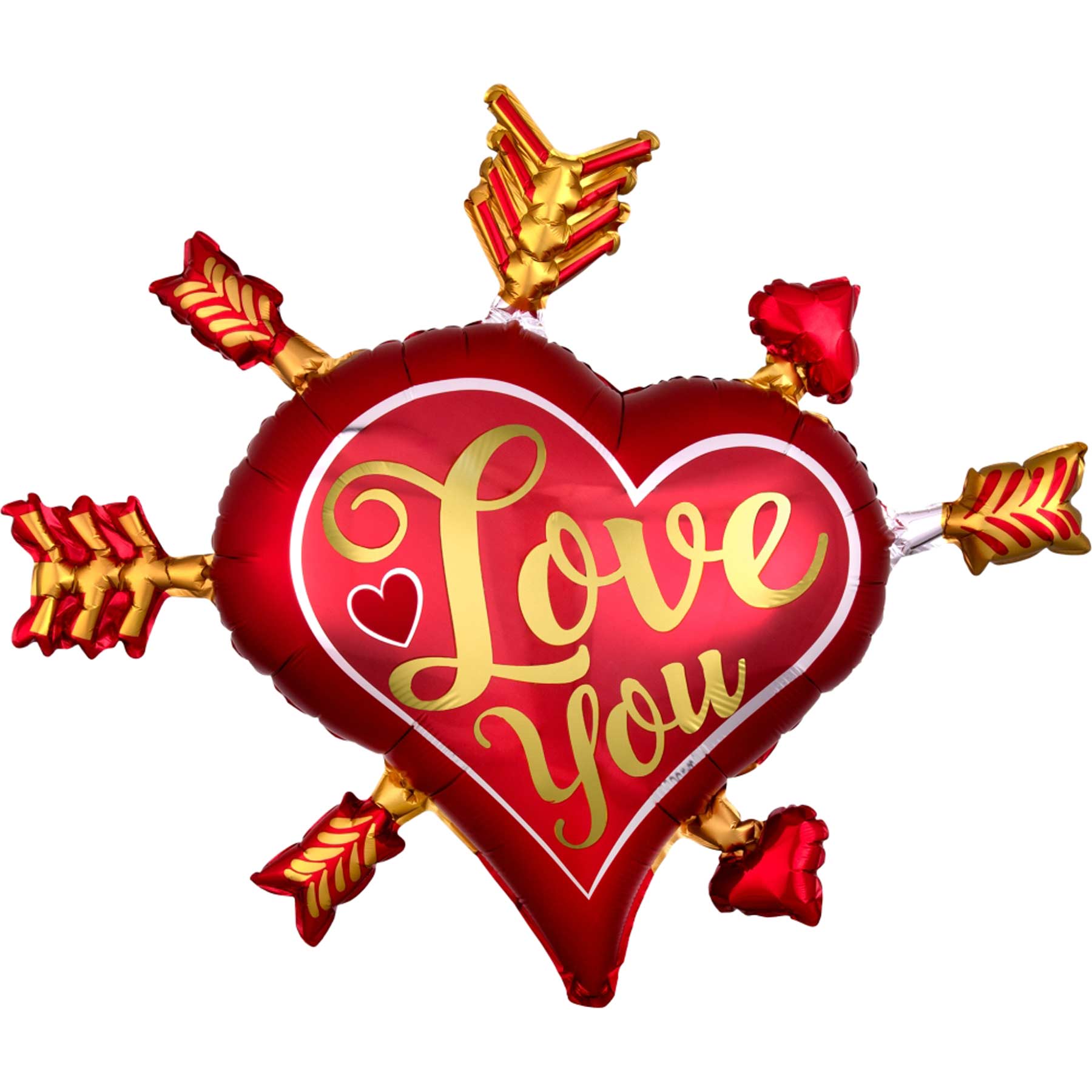 Love You Arrows Satin Infused SuperShape Balloon 86x71cm Balloons & Streamers - Party Centre