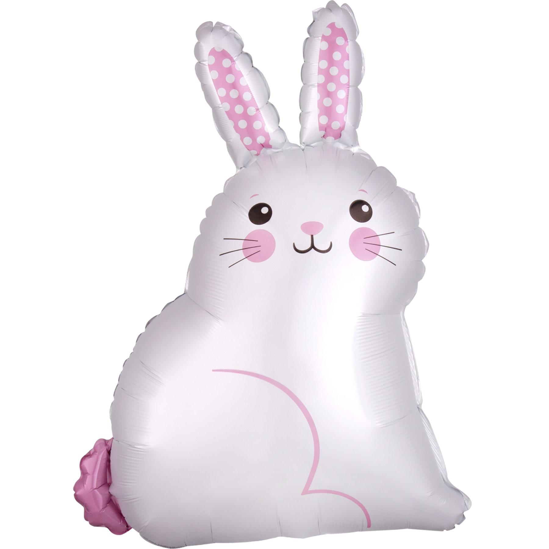 Easter White Bunny Satin Junior Shape Balloon 40x55cm Balloons & Streamers - Party Centre