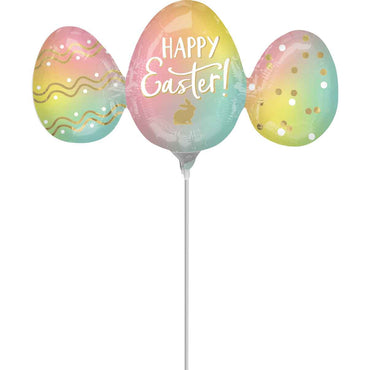 Egg Trio Minishape Foil Balloon 30x15cm Balloons & Streamers - Party Centre
