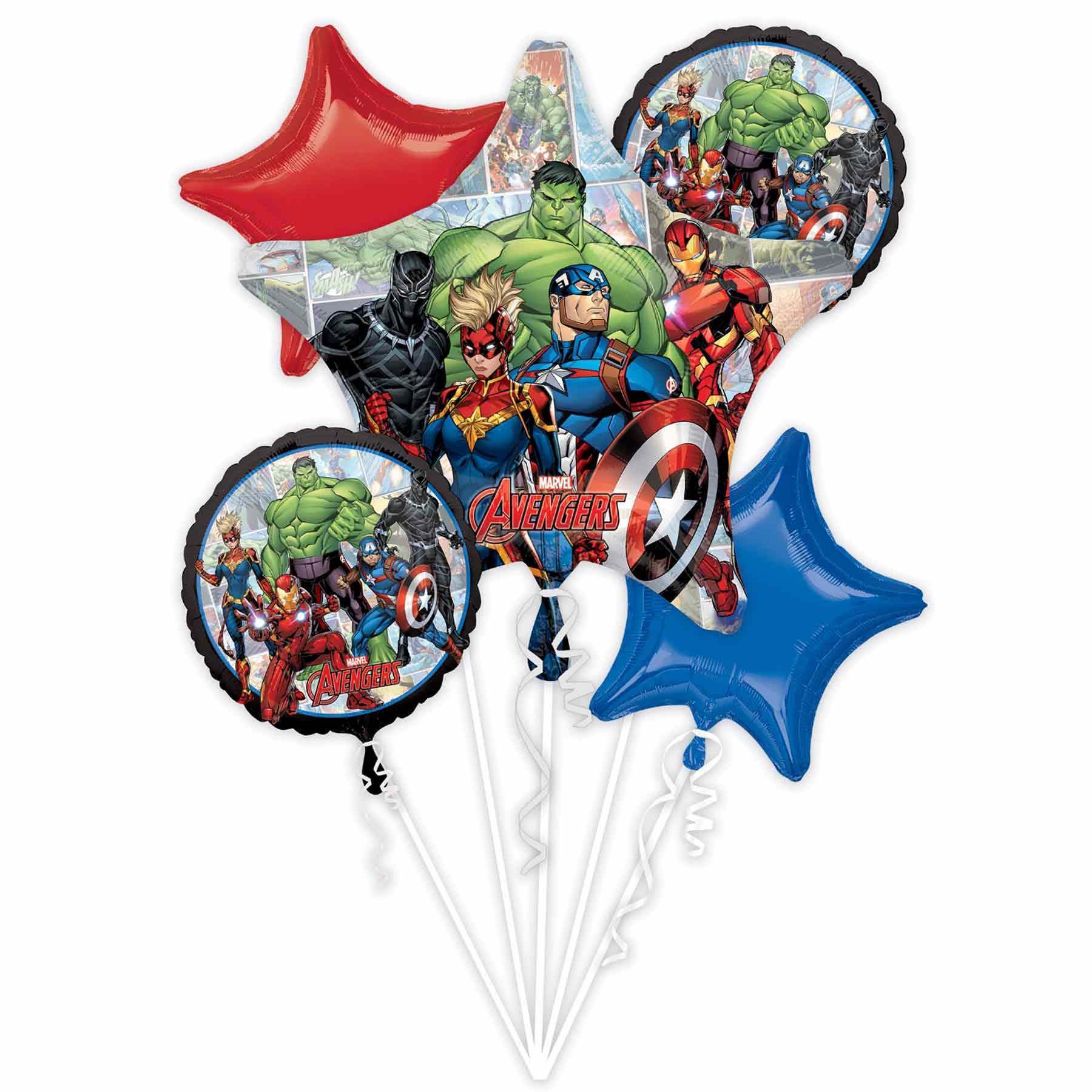 Avengers Marvel Powers Unite Balloon Bouquet 5pcs Balloons & Streamers - Party Centre
