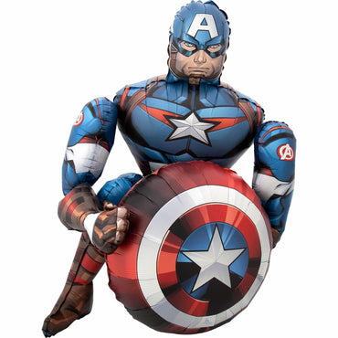 Avengers Captain America Airwalkers Balloon 86x99cm Balloons & Streamers - Party Centre