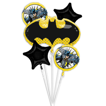 Batman Balloon Bouquet 5pcs Balloons & Streamers - Party Centre