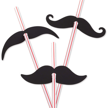Moustache Straws 9.25in, 12pcs Candy Buffet - Party Centre