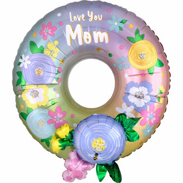 Love Mom Wreath Multi-Balloon 76x68cm Balloons & Streamers - Party Centre