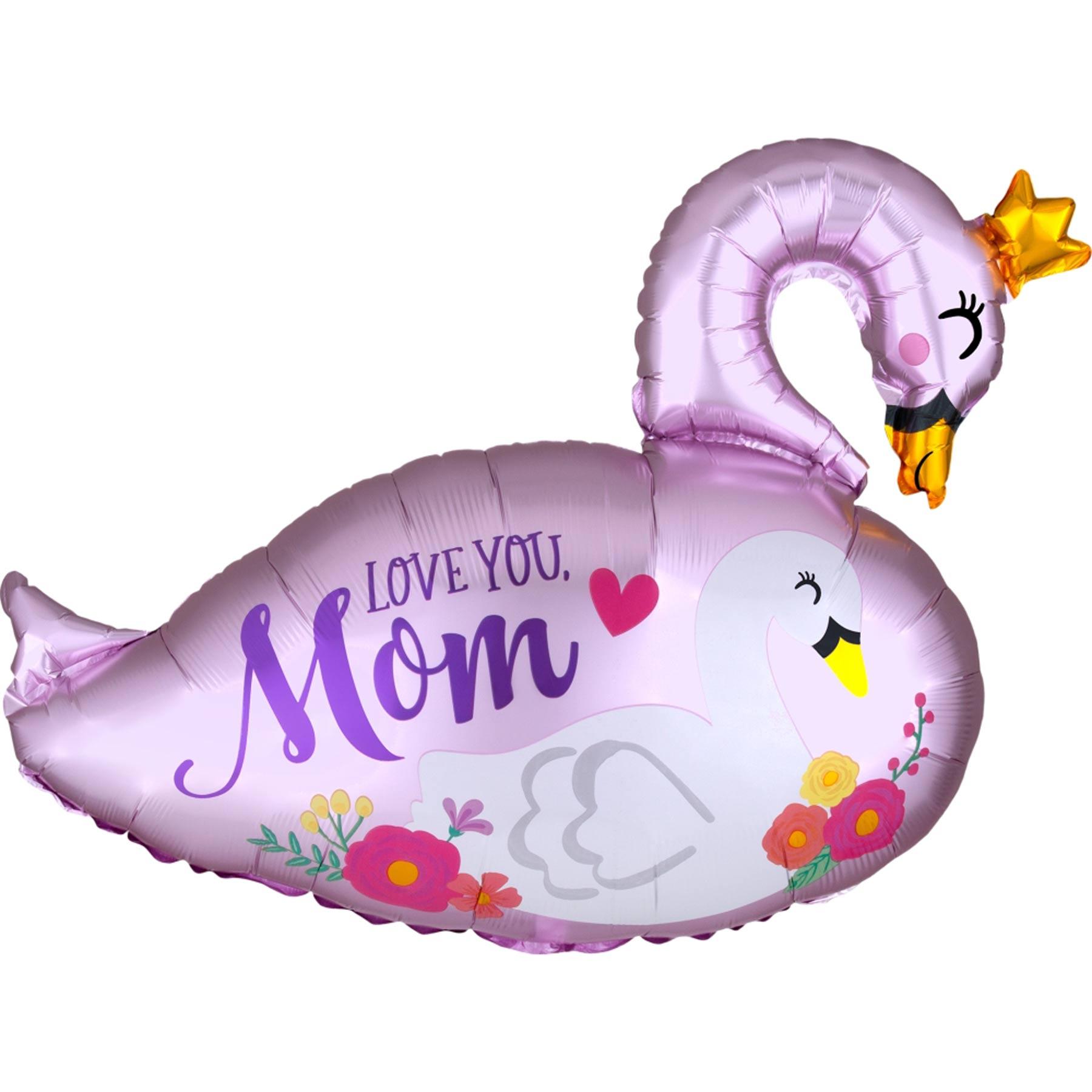 Mama & Baby Swan Satin SuperShape Balloon 73x55cm Balloons & Streamers - Party Centre