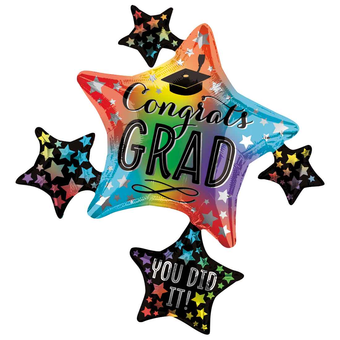 Colorful Graduation Cluster Foil Balloon 81x88cm Balloons & Streamers - Party Centre