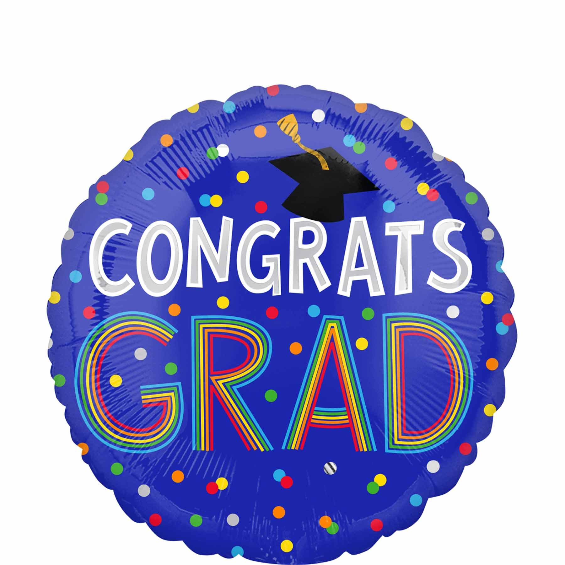 Congrats Graduation Colorful Dots Foil Balloon 43cm Balloons & Streamers - Party Centre