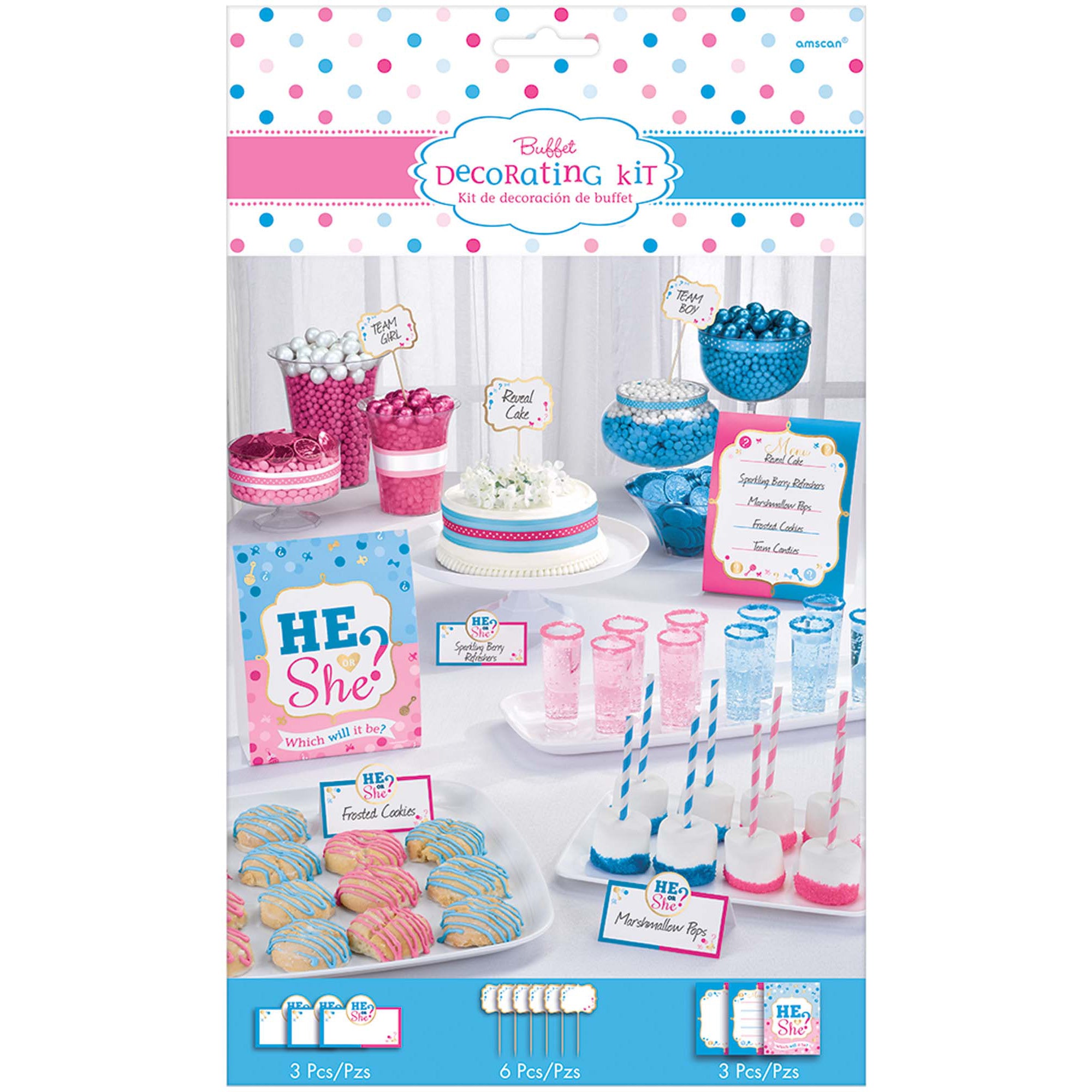 Baby Shower - Gender Reveal Buffet Decorating Kit