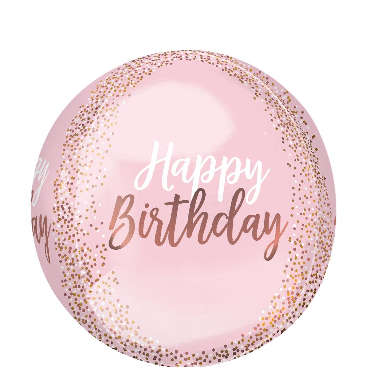 Blush Birthday Orbz Balloon 38x40cm Balloons & Streamers - Party Centre