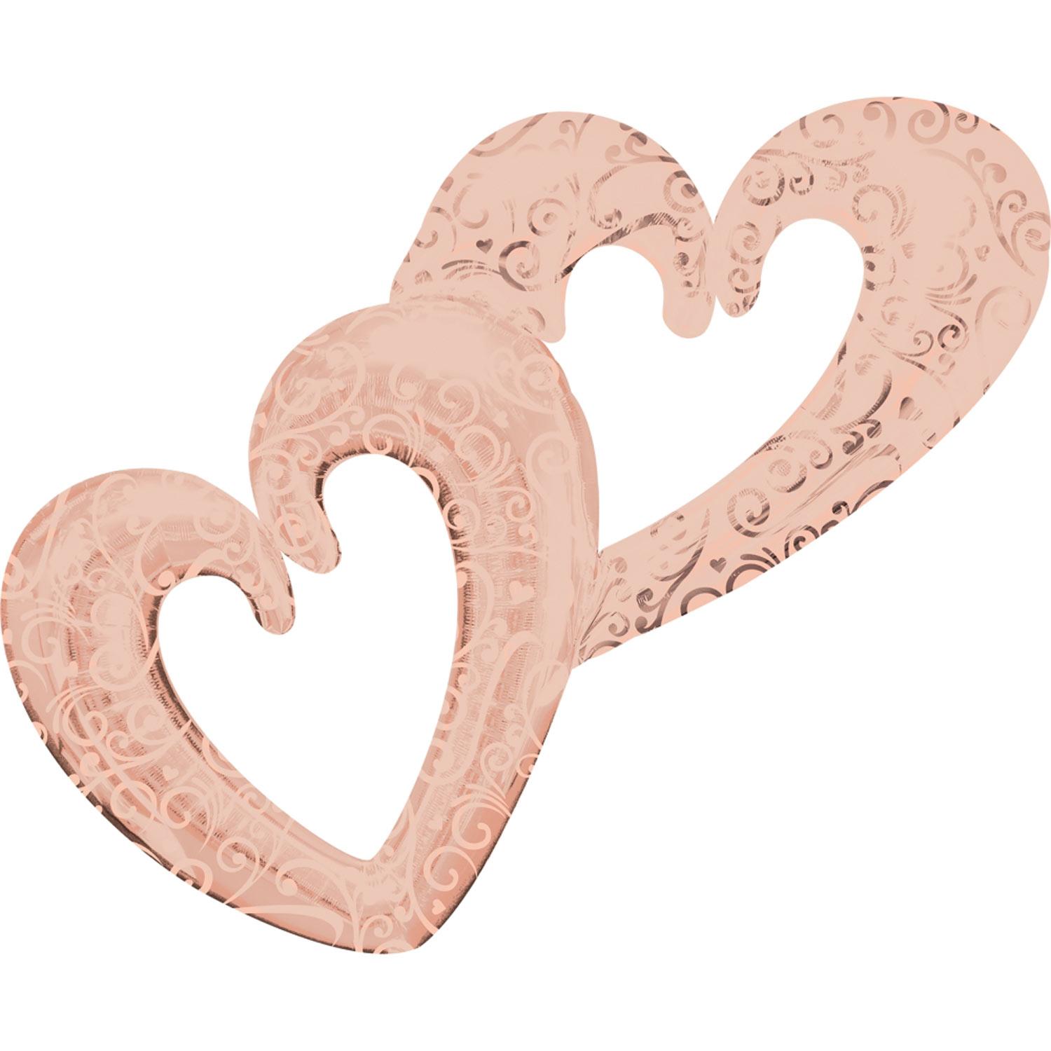 Intelocking Hearts Rose Gold Multi-Balloon 134x91cm Balloons & Streamers - Party Centre