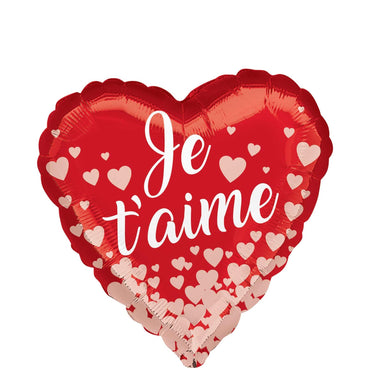 Je t'aime Rose Gold Hearts Foil Balloon 45cm Balloons & Streamers - Party Centre