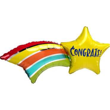 Congratz Shooting Star SuperShape Balloon 68x55cm Balloons & Streamers - Party Centre