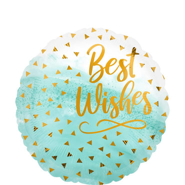 Best Wishes Gold Confetti Foil Balloon 45cm Balloons & Streamers - Party Centre