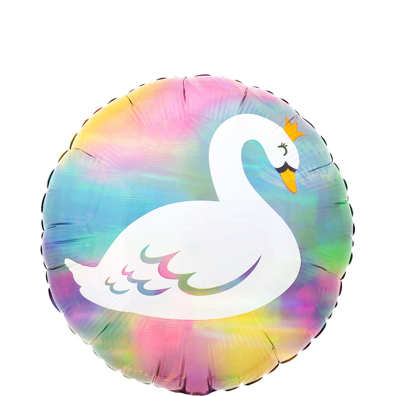 Swan Pastel Iridescent Foil Balloon 45cm