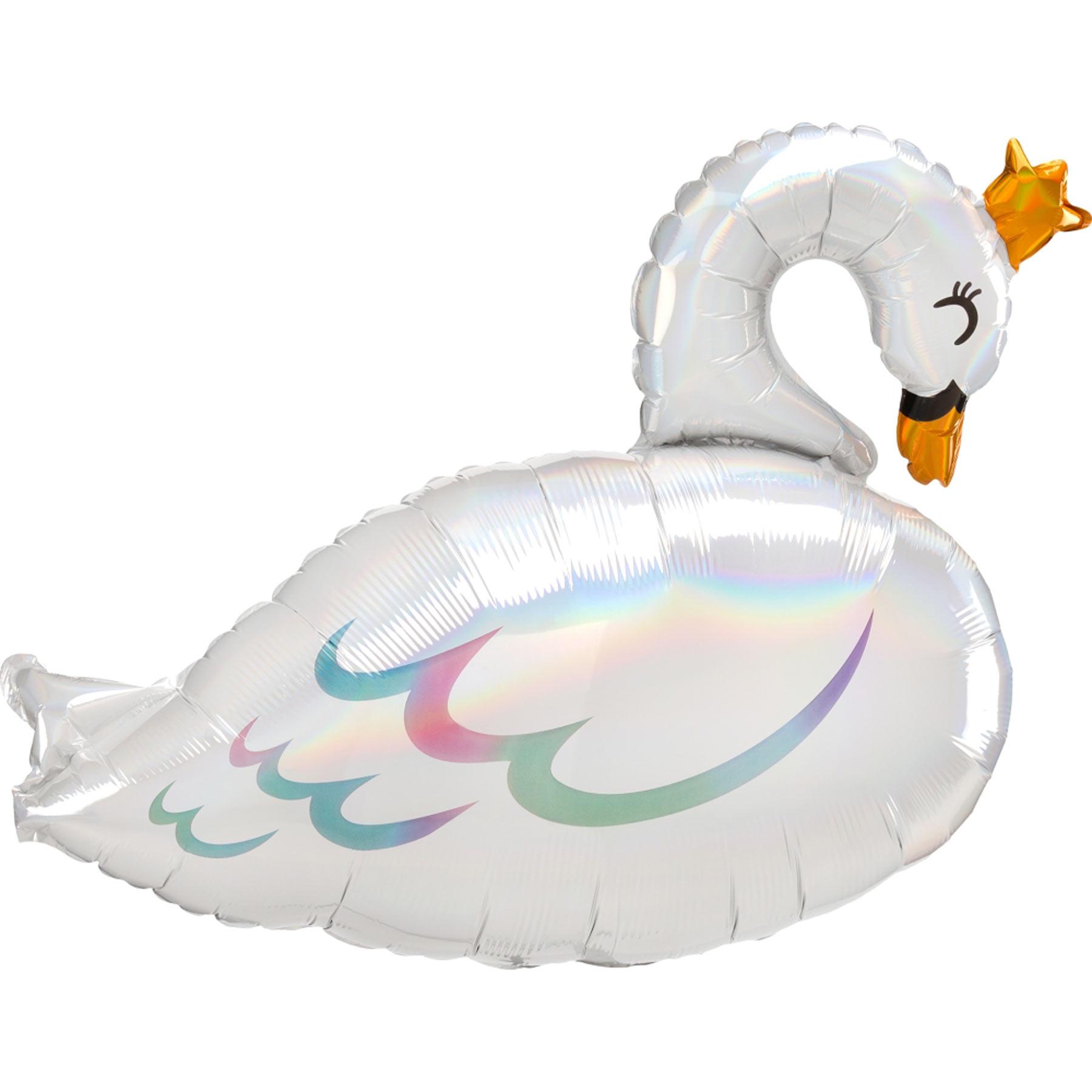 Swan Iridescent SuperShape Balloon 73x55cm Balloons & Streamers - Party Centre