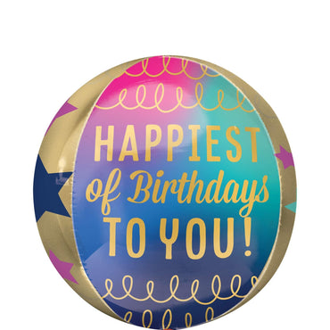 Birthday Stars and Gold Orbz Balloon 38x40cm Balloons & Streamers - Party Centre