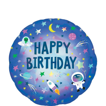 Happy Birthday Outer Space Foil Balloon 43cm Balloons & Streamers - Party Centre