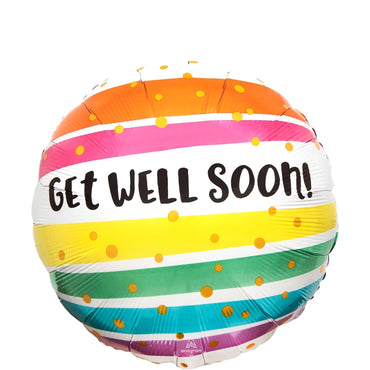 Get Well Bold Stripes Foil Balloon 45cm Balloons & Streamers - Party Centre
