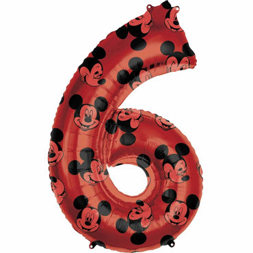 Mickey Mouse Number 6 Red SuperShape Balloon 55x86cm Balloons & Streamers - Party Centre