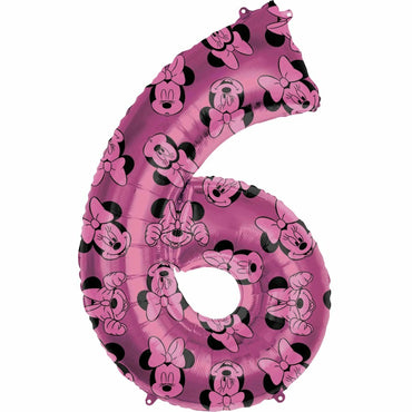 Minnie Mouse Number 6 Pink SuperShape Balloon 55x86cm Balloons & Streamers - Party Centre