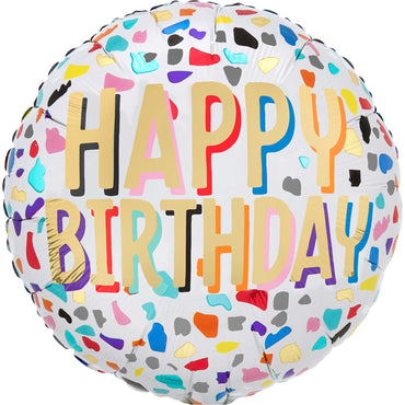 Happy Confetti Birthday Foil Balloon 45cm