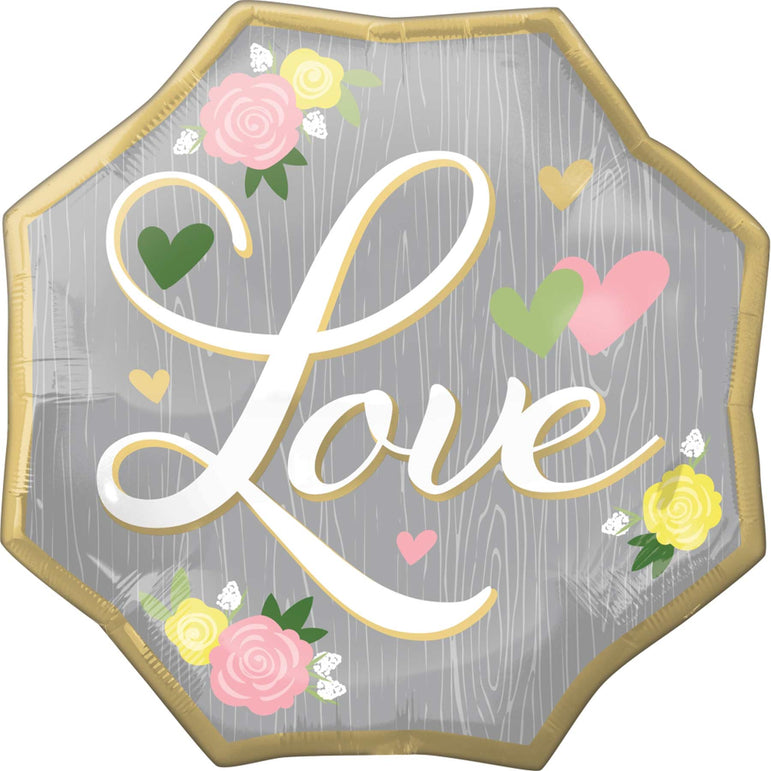 Wedding Love Floral SuperShape Foil Balloon 55x55cm