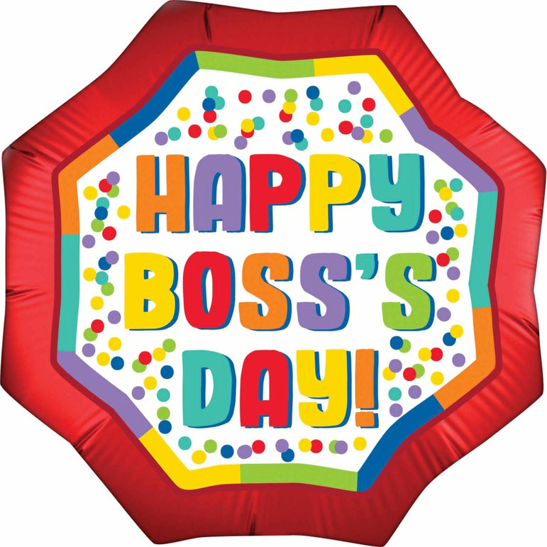 Boss's Day Dots Satin SuperShape Balloon 55cm Balloons & Streamers - Party Centre