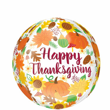 Happy Thanksgiving Harvest Orbz Balloon 38x40cm Balloons & Streamers - Party Centre