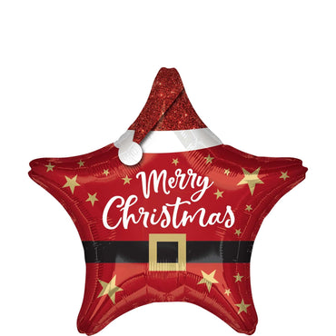 Santa Christmas Star Foil Balloon 45cm Balloons & Streamers - Party Centre