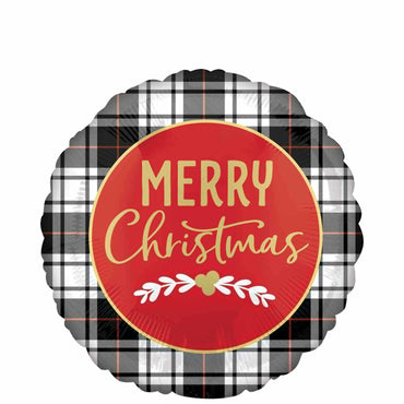 Christmas Plaid Foil Balloon 45cm Balloons & Streamers - Party Centre