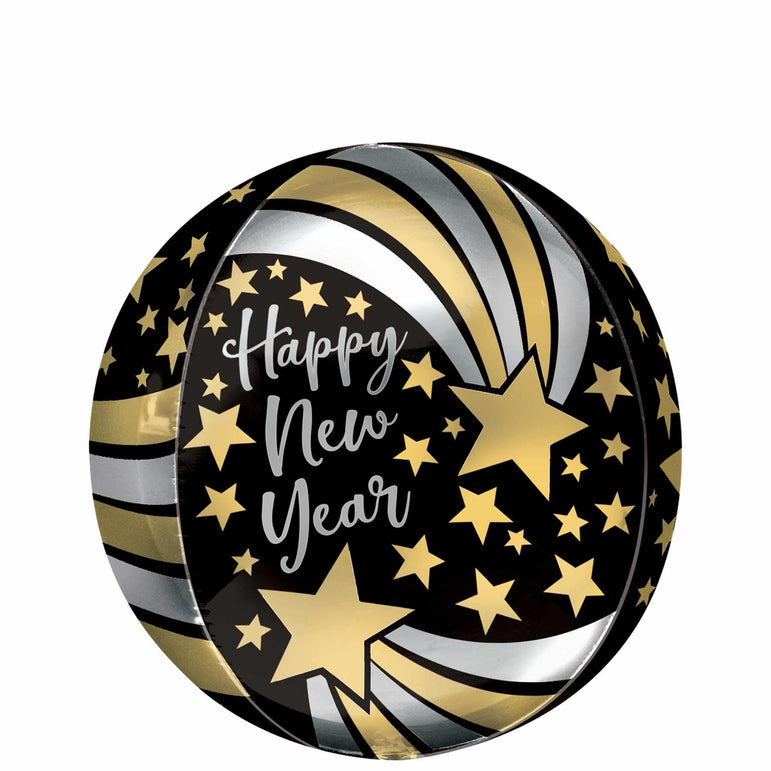 New Year Shooting Stars Orbz Balloon 38x40cm Balloons & Streamers - Party Centre