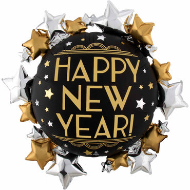 New Year Satin Infused SuperShape Balloon 76cm Balloons & Streamers - Party Centre