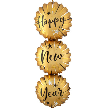 New Year Bursts Satin Infused SuperShape 33x96cm Balloons & Streamers - Party Centre