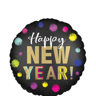New Year Dotted Satin Foil Balloon 45x45cm