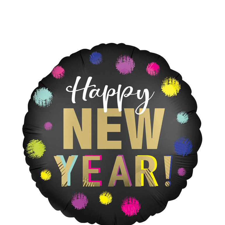 New Year Dotted Satin Foil Balloon 45x45cm