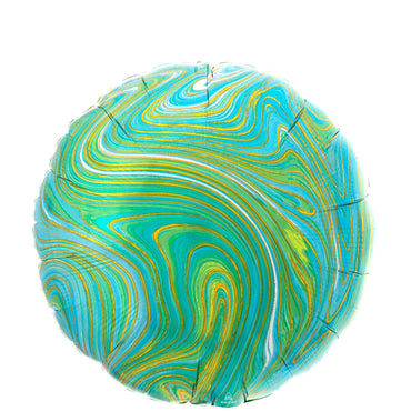 Blue Green Circle Marblez Foil Balloon 45cm Balloons & Streamers - Party Centre