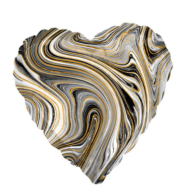 Black Heart Marblez Foil Balloon 45cm Balloons & Streamers - Party Centre